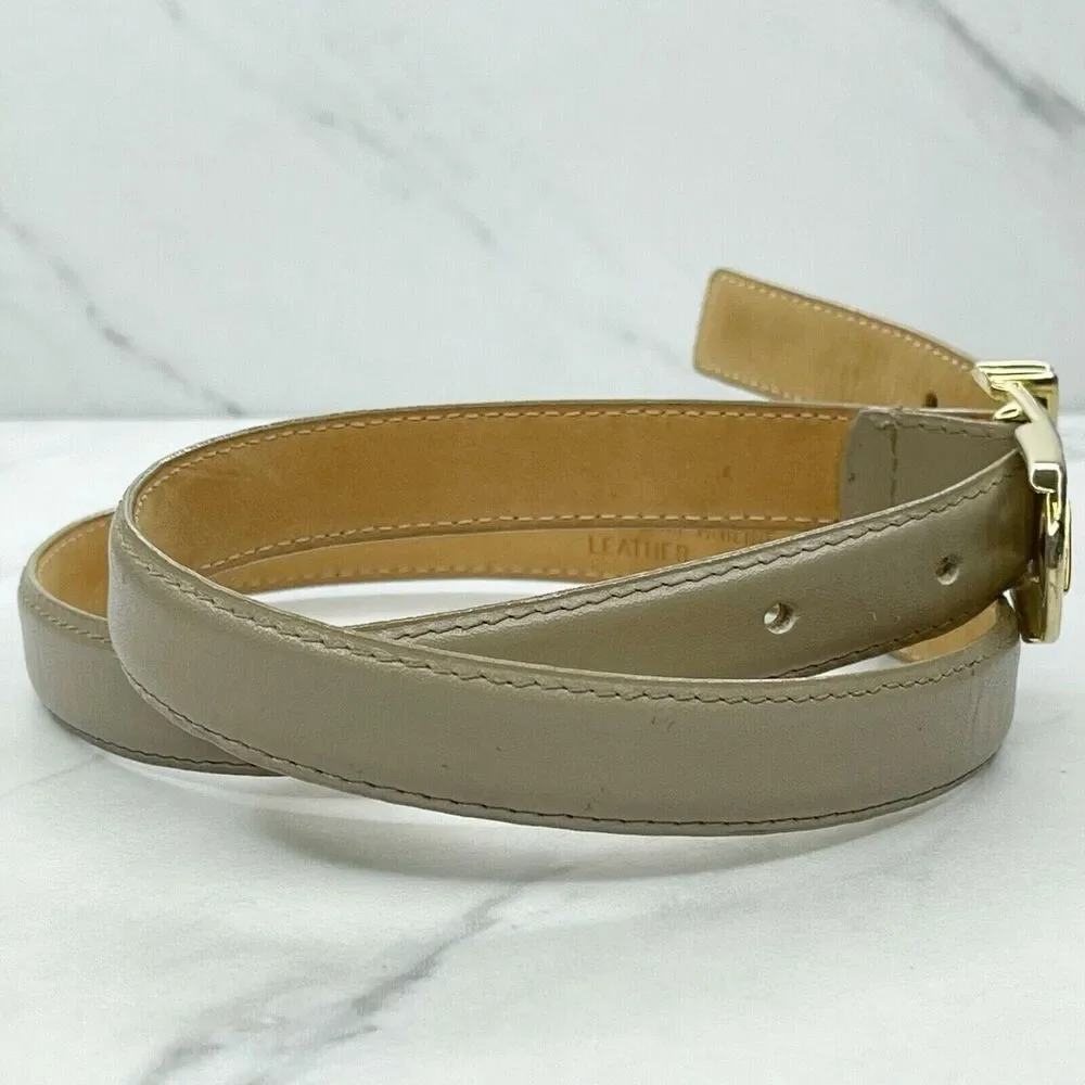 Liz Claiborne Gray Vintage Full Grain Semi Aniline Leather Belt Size Medium M